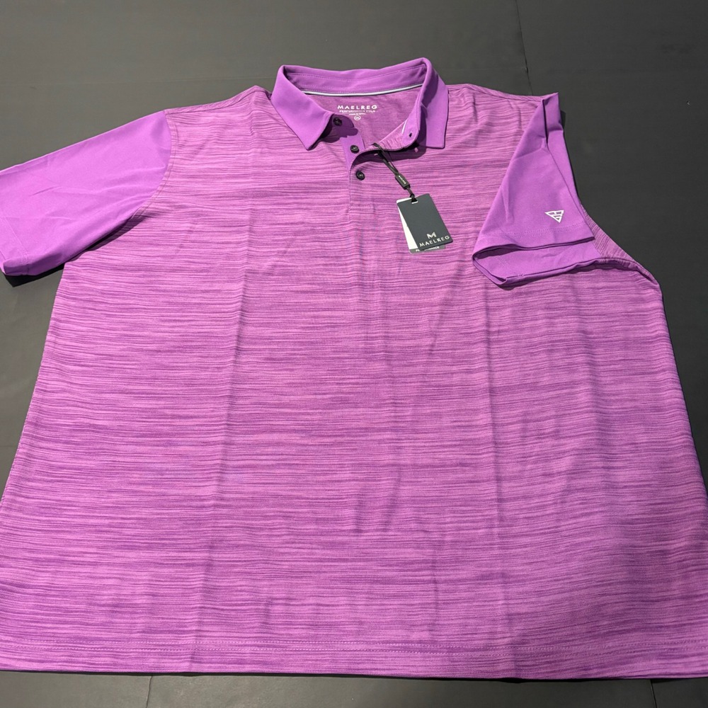 NEW Maelreg 3XL Performance Polo Shirt Mens Purple Short Sleeve Golf Athletic